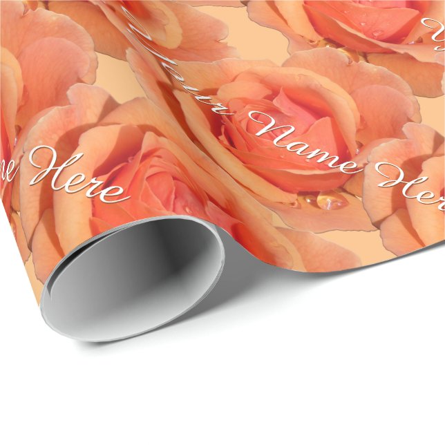 Orange Rose Wrapping Paper Personalized Rose Paper (Roll Corner)