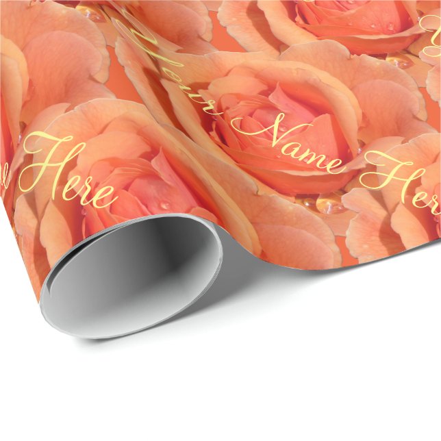 Orange Rose Wrapping Paper Romantic Rose Paper (Roll Corner)