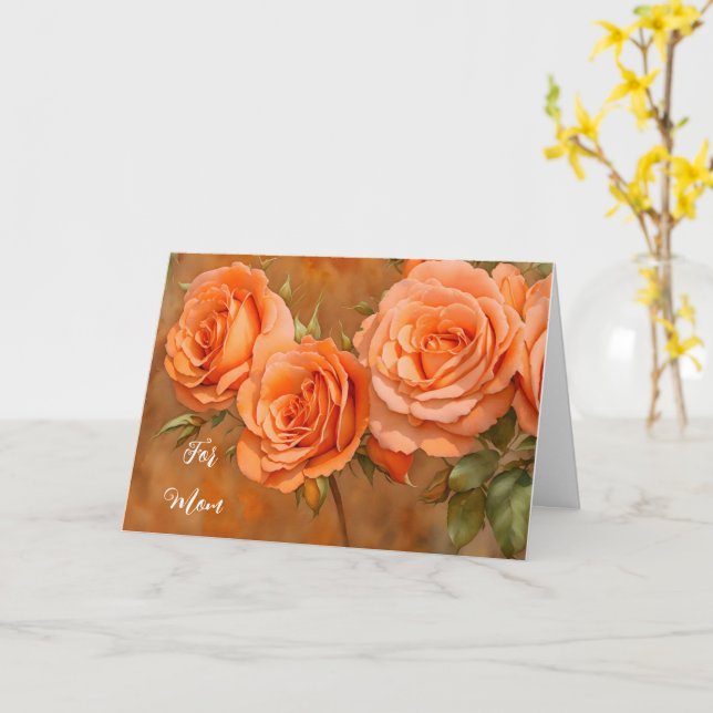 Orange Roses Art Mother's Day Card (Yellow Flower)