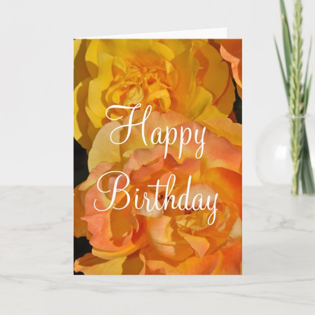 Orange roses birthday greeting card (Front)