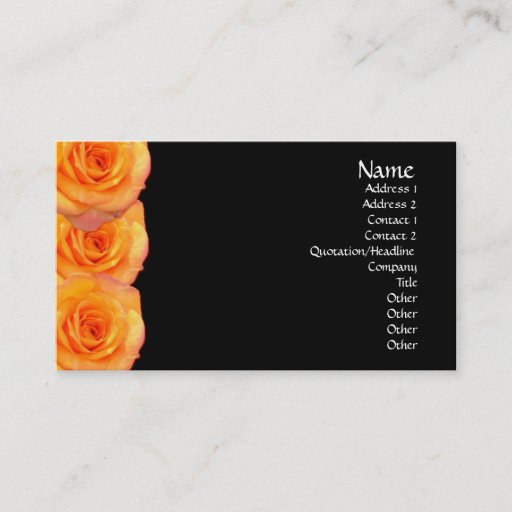 Customizable Orange Roses Business Card