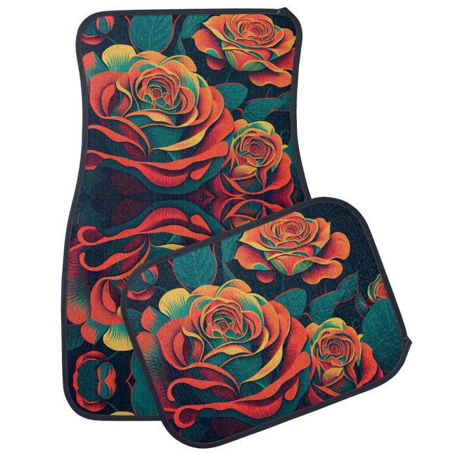 Orange Roses  Car Floor Mat (Rose Art Floor Car Mat!)
