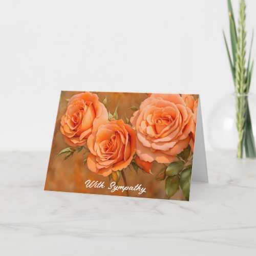 Orange Roses Flowers Art Sympathy Card