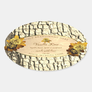 Orange Roses Light Brown Wood Grain Product Labels