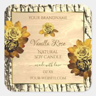 Orange Roses Light Brown Wood Grain Product Labels