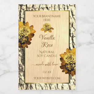 Orange Roses Light Brown Wood Grain Product Labels