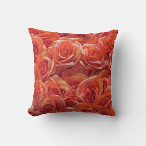 Orange Roses Photo Large Flower Collection Floral Throw Pillow