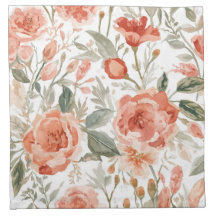Orange Roses Watercolor Botanical Coral Floral