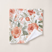 Orange Roses Watercolor Botanical Coral Floral
