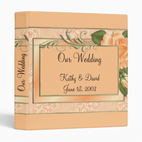 Orange Roses Wedding 3 Ring Binder