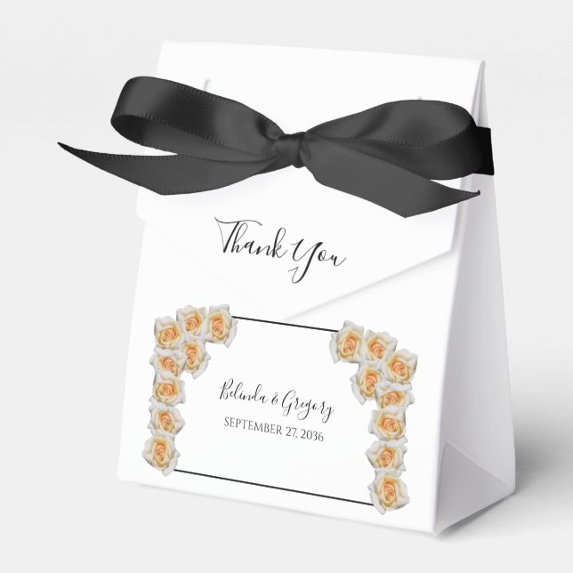 Orange Roses Wedding Favor Boxes (Front Side)