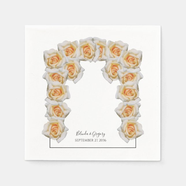 Orange Roses Wedding Napkins (Front)