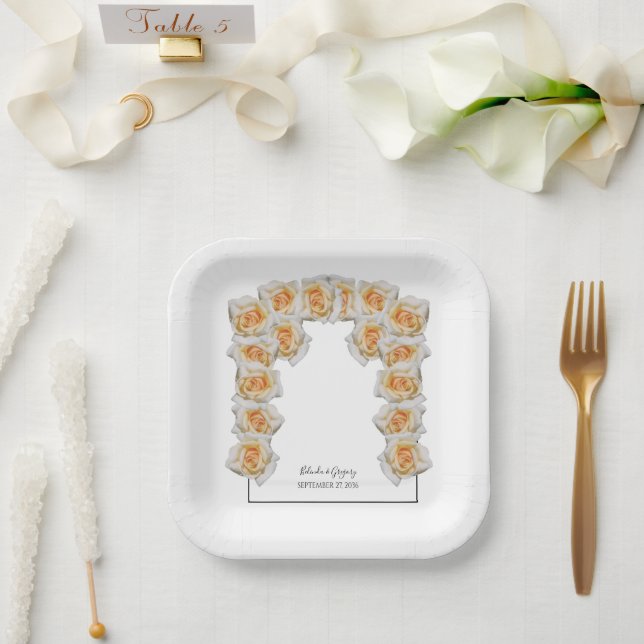 Orange Roses Wedding Paper Plates (Wedding)