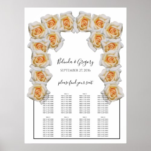 Orange Roses Wedding Seating Chart