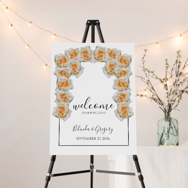 Orange Roses Wedding Welcome Sign (In Situ (Stand))