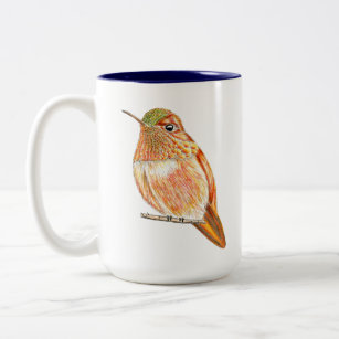 Orange Roufus Hummingbird Illustration Two-Tone Coffee Mug