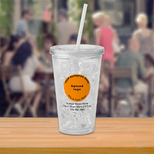Orange Round Business Brand on Acrylic Tumbler