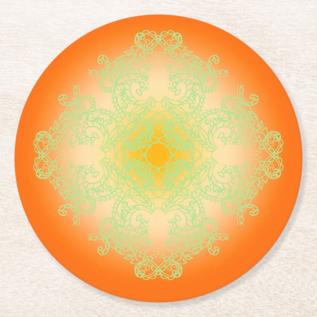 orange round paper coaster (Front)