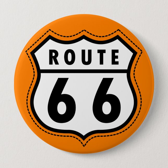 Orange Route 66 Road Sign Button (Front)