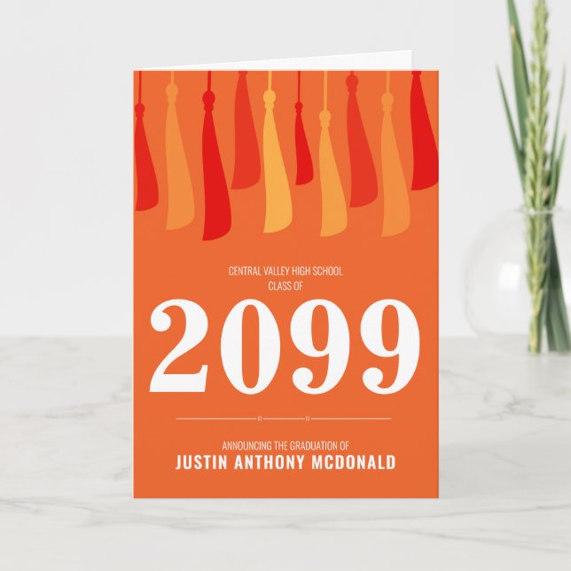 Orange Row of Tassels Photo Graduation Invitation (Front)