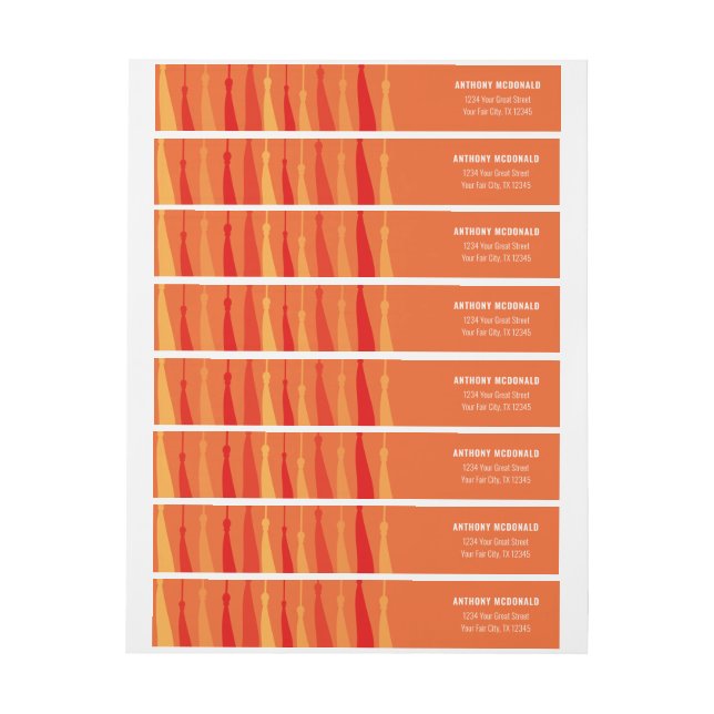 Orange Row of Tassels Wraparound Address Label (Sheet)
