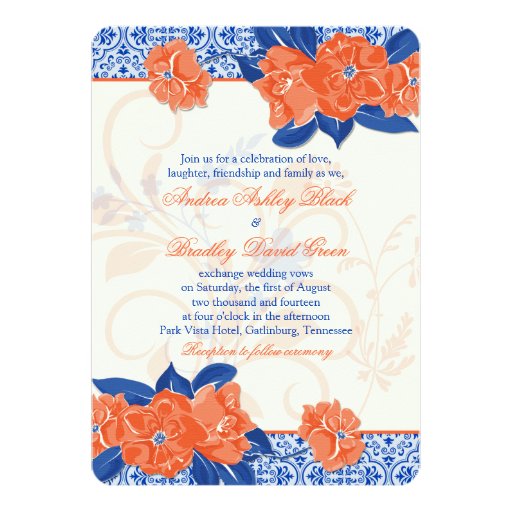 Blue And Orange Wedding Invitations 1