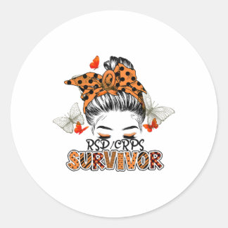 Orange Rsdcrps Messy Bun Girl Survivor Believe Sup Classic Round Sticker