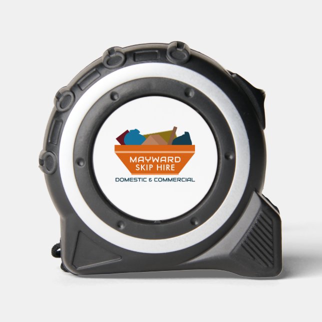 Orange Rubbish Skip Design, Skip/Dumpster Company Tape Measure (Front)