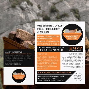 Orange Rubbish Skip, Skip/Dumpster Company Business Card