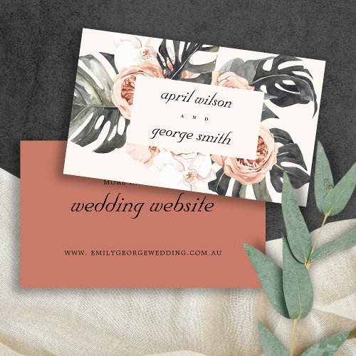 ORANGE RUST BOHO MOSTRERA FLORAL WEDDING WEBSITE BUSINESS CARD