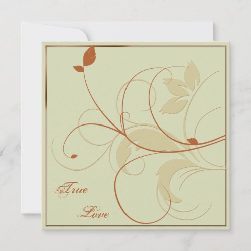 Orange Rust Gold Leaves Fall Wedding Invitation