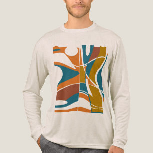 Orange Rust Gold Teal Bold Large MCM Look Abstract Tri-Blend Shirt