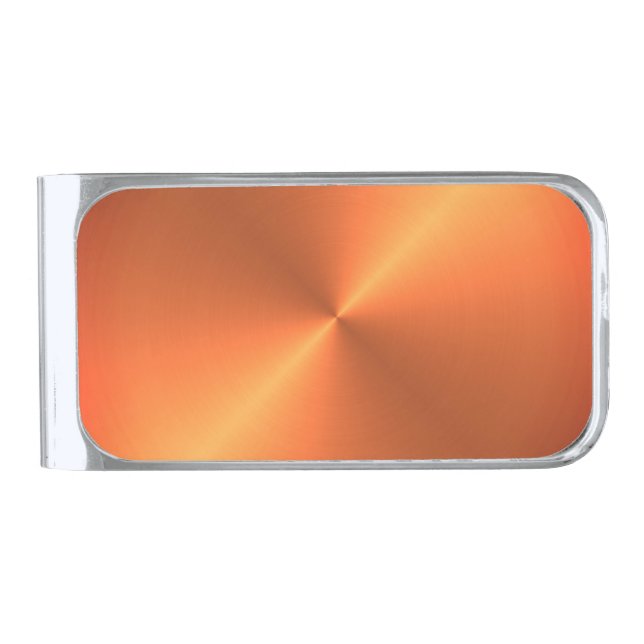 Orange Rust Shine Silver Finish Money Clip (Front)
