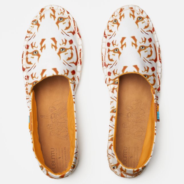 Orange Rust Tiger Face Canvas Afridrilles Shoes (Front)