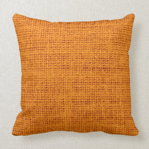 Orange Rustic Burlap Linen Throw Pillow