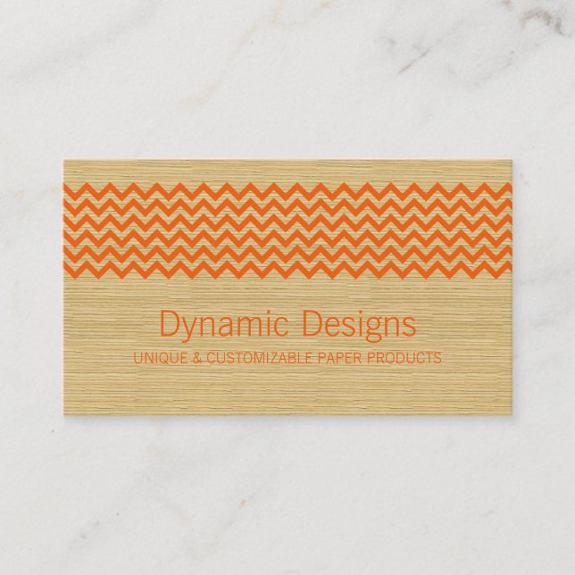 Orange Rustic Chevron Business Card (Front)
