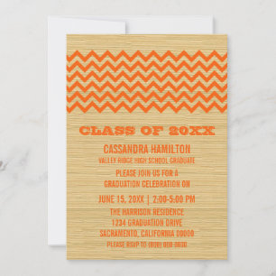Orange Rustic Chevron Graduation Invite