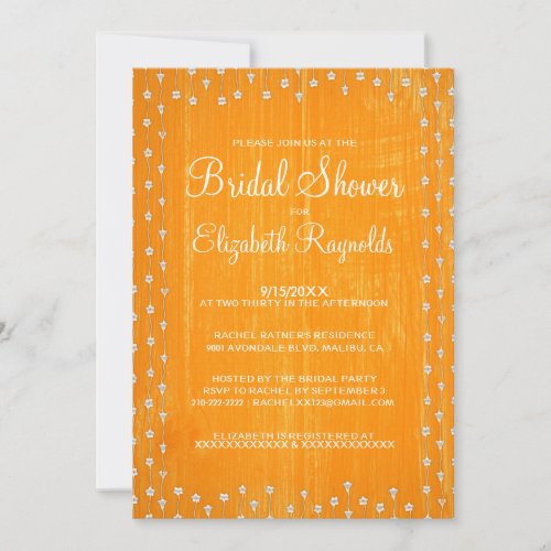 Orange Rustic Country Bridal Shower Invitations