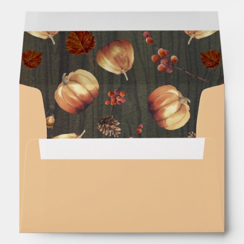 Orange Rustic Country Pumpkins Pattern Fall Envelope