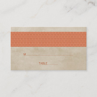Orange Rustic Damask Wedding Place Card