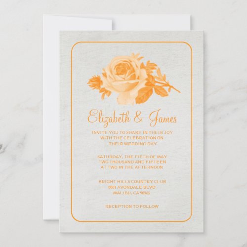 Orange Rustic Floral/Flower Wedding Invitations