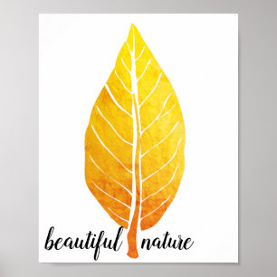 Orange Rustic leaf Nature Love Art Paint Poster