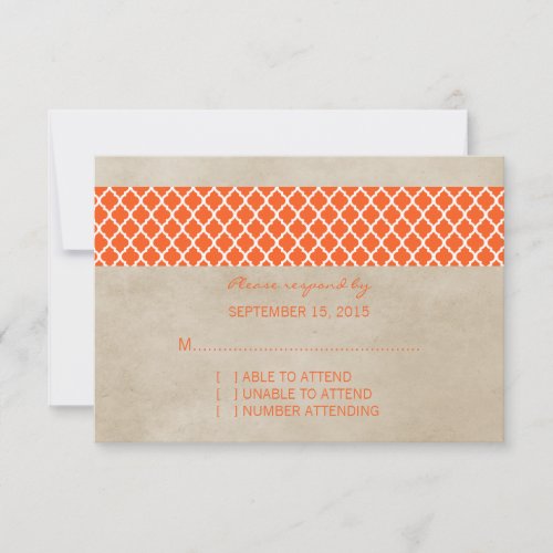 Orange Rustic Quatrefoil Response Card