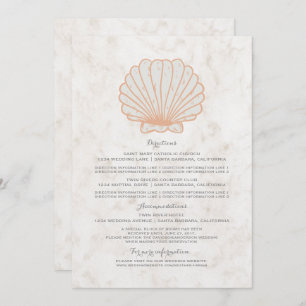 Orange Rustic Seashell Wedding Information Invitation