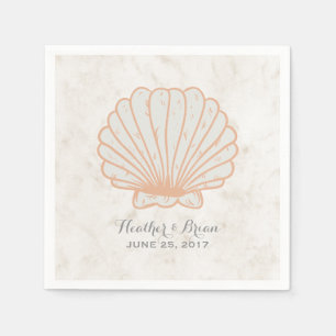 Orange Rustic Seashell Wedding Napkins