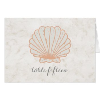 Orange Rustic Seashell Wedding Table Number by trendythings at Zazzle