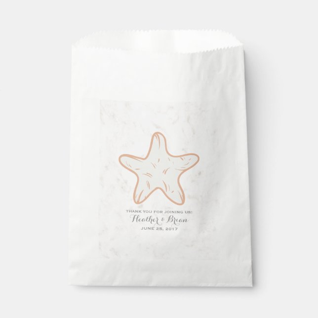 Orange Rustic Starfish Wedding Favor Bag (Front)