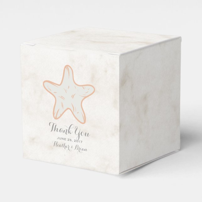 Orange Rustic Starfish Wedding Favor Boxes (Front Side)