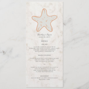 Orange Rustic Starfish Wedding Menu