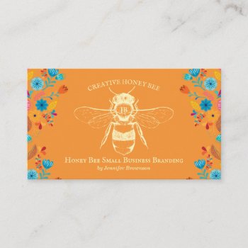 Orange Rustic Style Honey Bee Apiary Farm Business Card by PineLemonMarketing at Zazzle